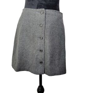 J. Crew Gray Wool cashmere Blend Button Front A-Line Skirt‎ Size 10